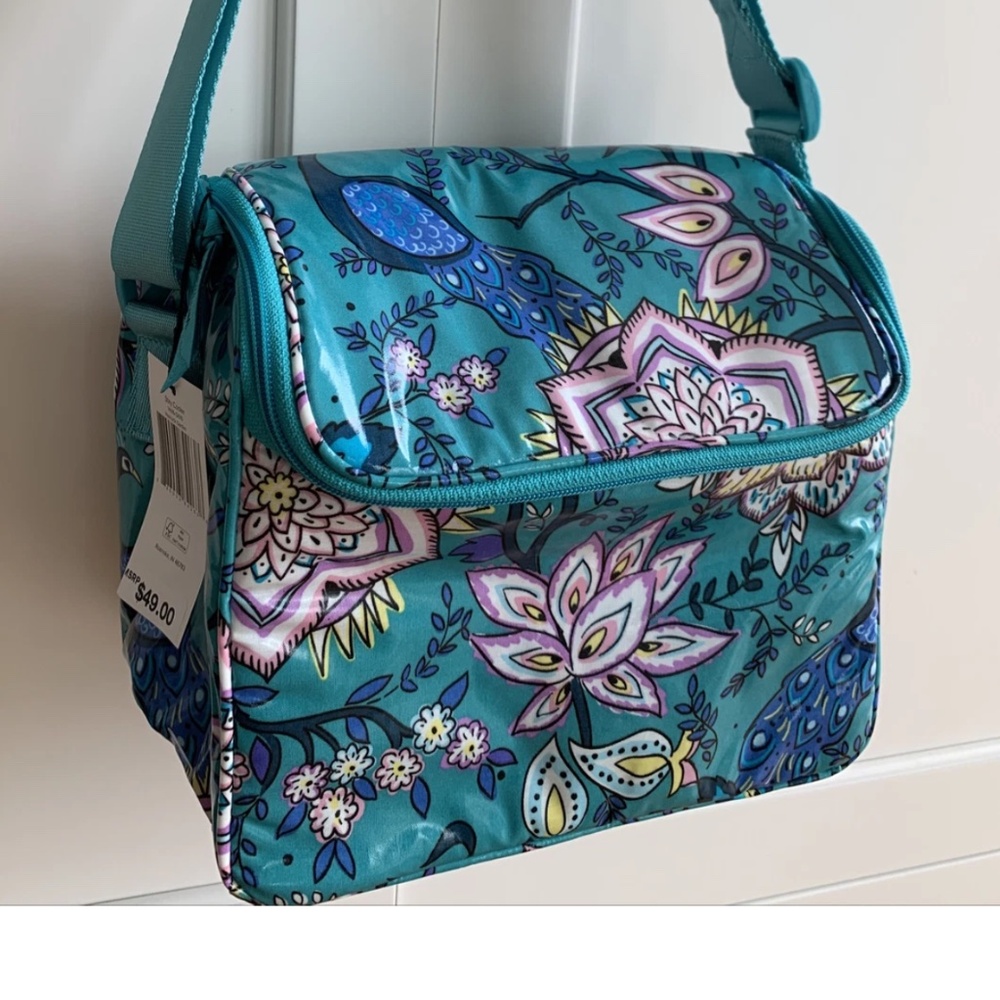 Vera Bradley Stay Cooler Insulated Lunch Bag Peacock Garden Turquoise Blue NEW
